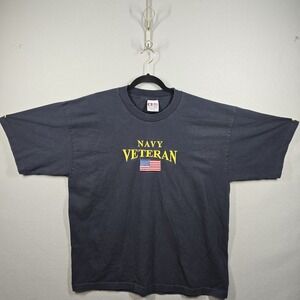 Vintage Navy‎ Veteran Shirt Mens 2XL Heavyweight American Flag USA Military